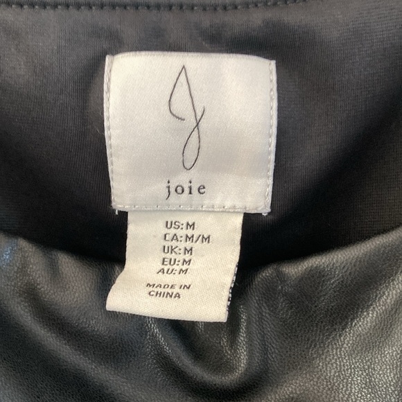 Joie Black Stretchy Leather-Look Ankle Length Pull-On Pants Size M - Picture 2 of 6